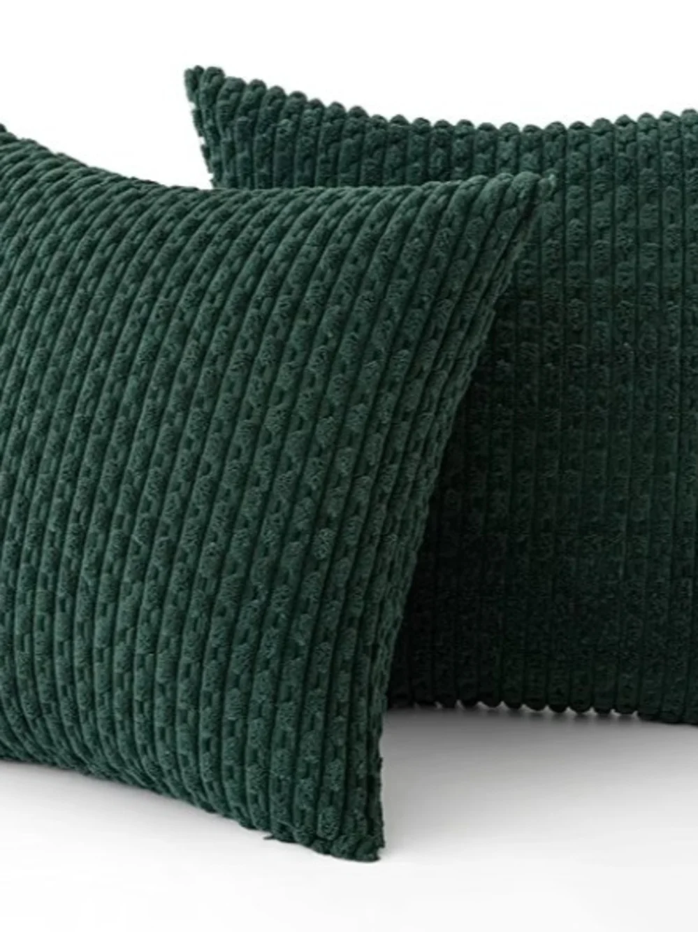 Plush Ribbed Throw Pillow - Deep Green